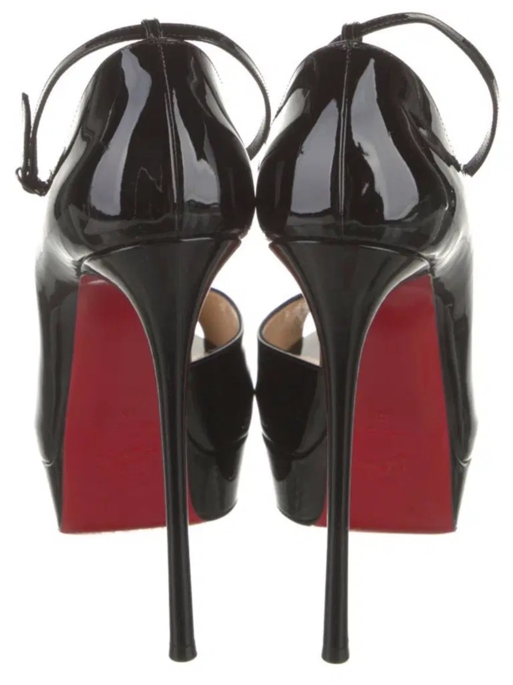 Christian Louboutin Hot Chick Alta 150 Scallop Pumps Black Patent Size 11